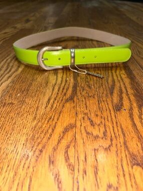 Capezio Vintage Neon Lime Leather Belt with Silver Buckle